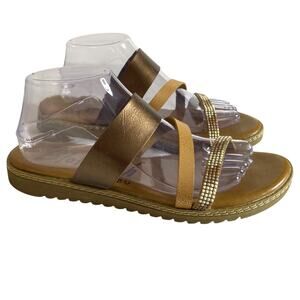 Blowfish Malibu Women's Otsi Slip On Cushioned Slide Sandals Gold Bronze 10 Boho